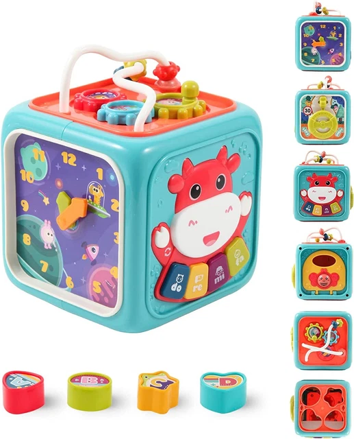 6 in 1 Shape Sorter Gears Beads Activity Cube Music and Lights Birthday Gift Toy