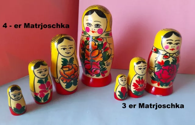 Original Russische Semenovskaja Matrjoschka 1 x 3 - er Set u. 1 x 4 - er Set