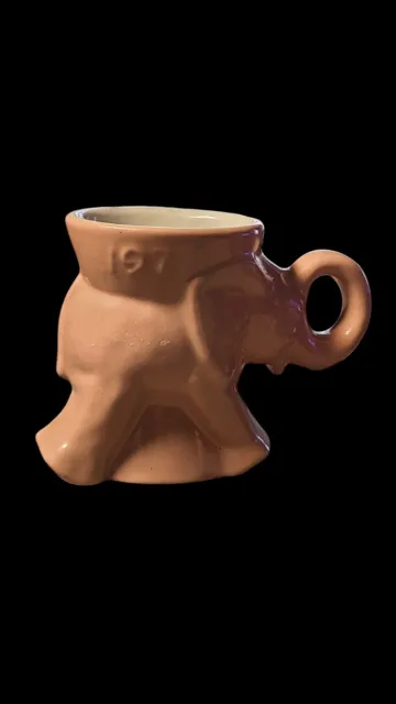 Vintage Frankoma Pottery Political Gop Elephant Mug Cup 1977