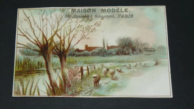 Chromo 1895-1905 Maison Modele Toilettes Mariees Costumes Paris Paysage Moutons