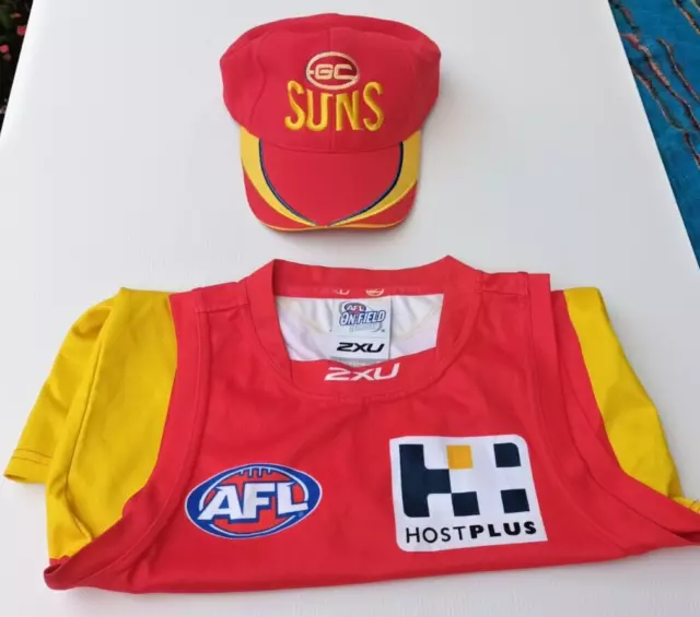 Gold Coast Suns AFL Player Issued Jersey/Guernsey 2XU Size S with Free Cap Hat