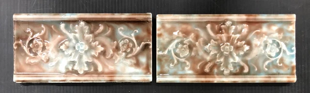 Trent Antique Decorated Tile Set = 3 Victorian