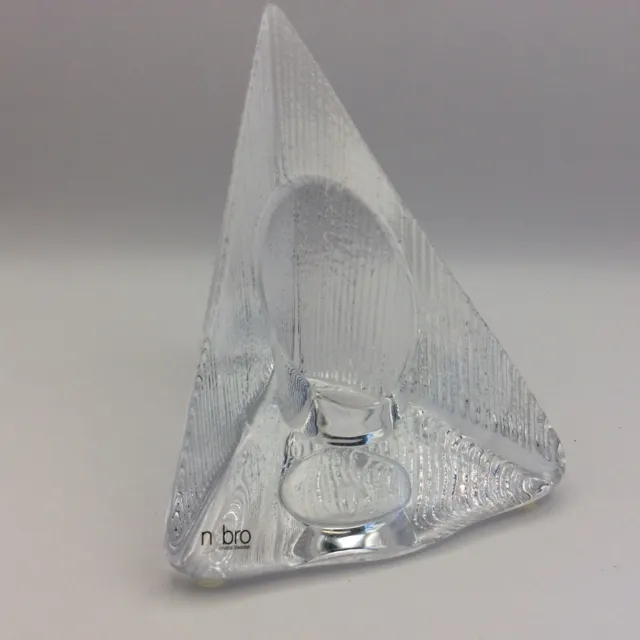 Nybro Swedish Crystal Glass  Tee Light / Candle Holder - Ice Pyramid Shape