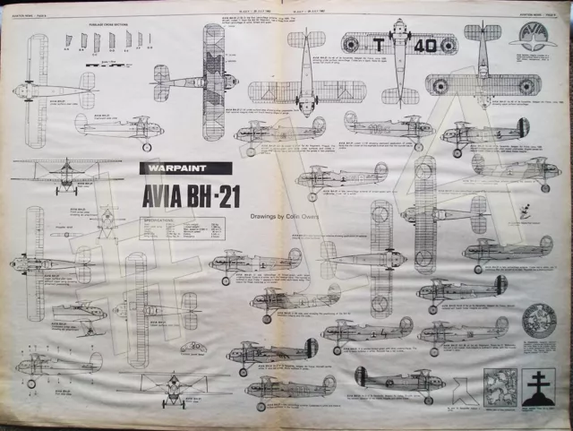 AVIA BH-21 WARPAINT 1-72 Scale Plan Drawings - Aviation News 16 - 29 July 1982