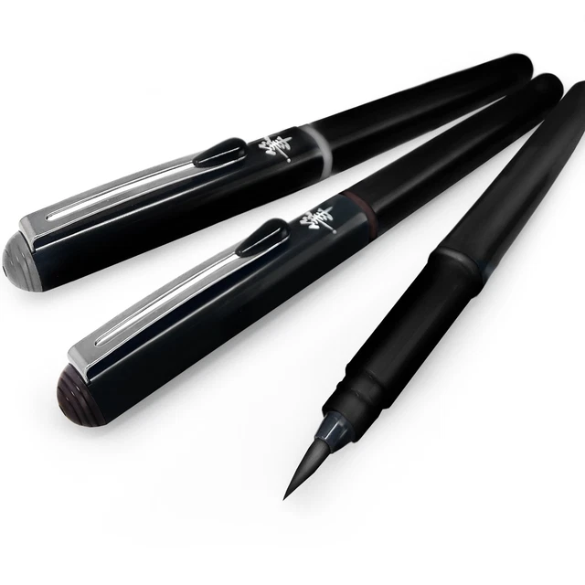 Pentel Pinselstift FP6L M – Kartusche Mit Schwarzer Pigmenttinte Für Kalligraphie & Zeichnen