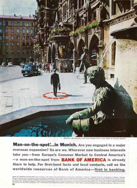 1967 Bank Of America Man on the Spot in Munich Germany Vintage Print Ad/Poster