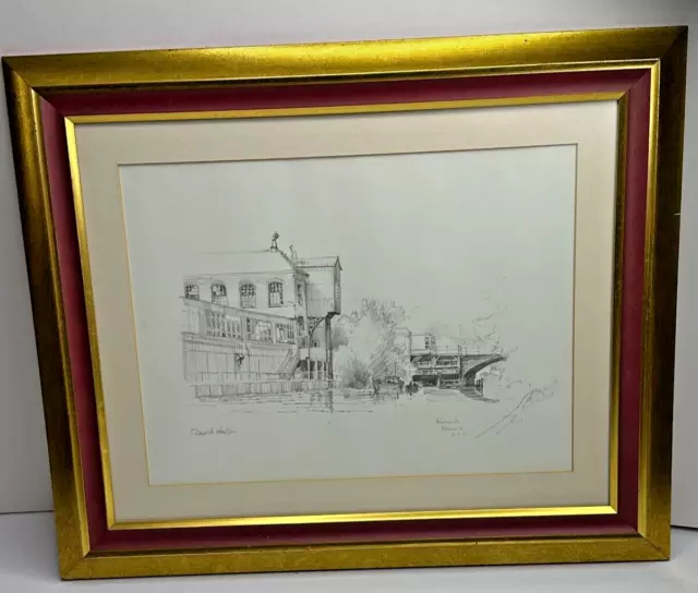 David Weston Riverside Norwich 10 3 91 Signed Architecture Drawing Framed 11x8.5