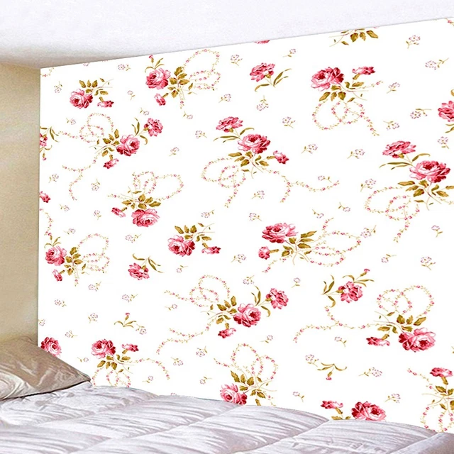 Romance Love Red Rose Tapestry Wall Hanging Fabric Large Elegant White Room Deco