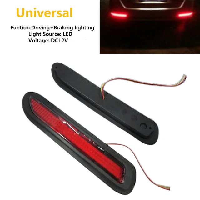 12V Red Lens LED Truck Cab Car Rear Bumper Reflectors Taillight Brake Fog Light