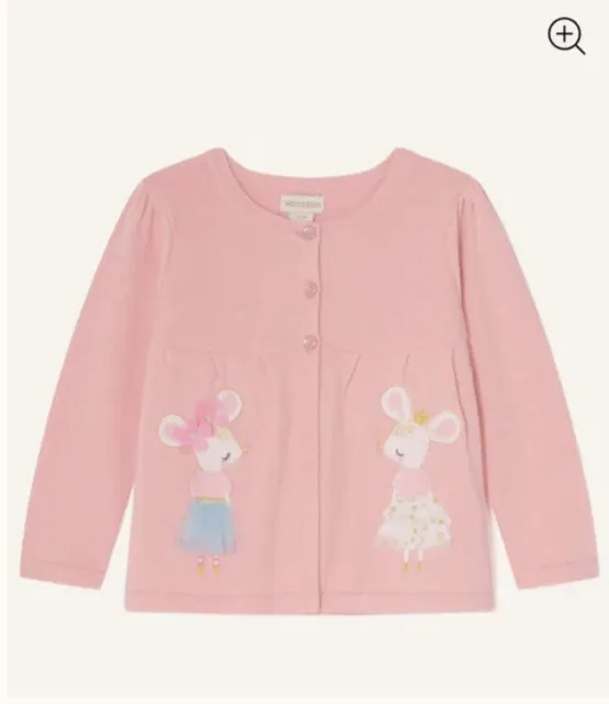 Monsoon Baby Girls Pink Mouse Cardigan Age 12-18 months *BNWT*