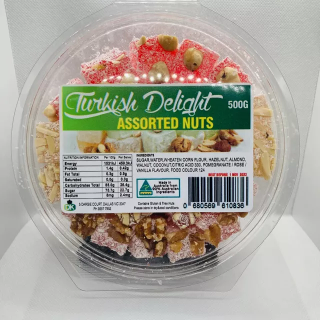 500GRM TURKISH DELIGHT  Assorted Nuts With Coconut VEGAN FRIENDLY