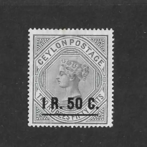 CEYLON ~ SG 254 ~ 1r50 on 2r50 Slate ~ 1898/99 ~ Wmk Crown CC Perf 14 ~ MNG {2}