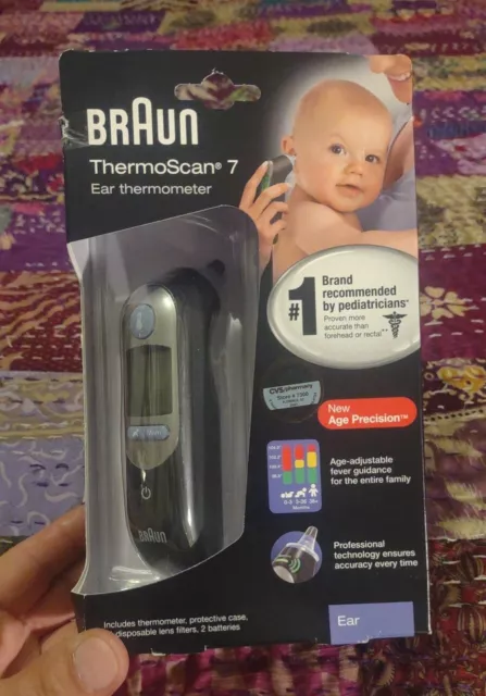 Termómetro de oído digital profesional Braun ThermoScan 7 modelo # IRT6520 negro