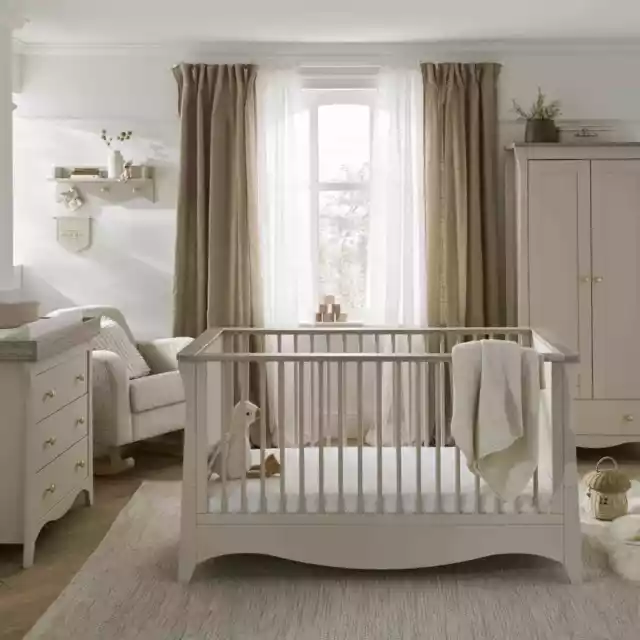 Baby Cot Bed, Dresser & Wardrobe Set - Cashmere Clara 3pc Nursery Furniture