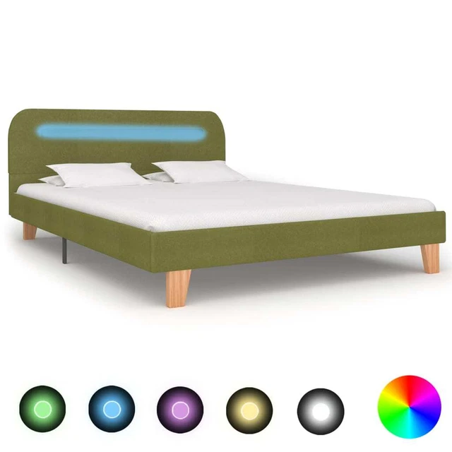 BED FRAME WITH LED without Mattress Green Fabric 135x190 cm Double £165