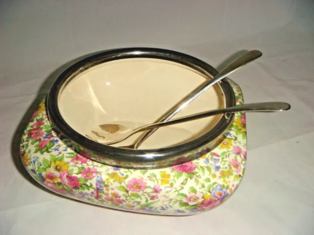 Vintage Royal Winton Grimwades Chintz Summertime Large Salad Bowl & Servers