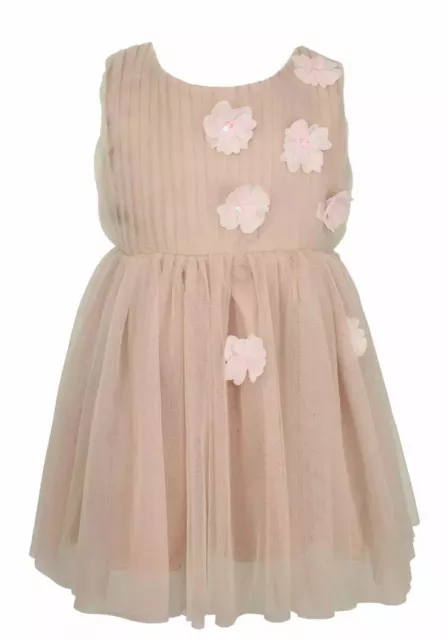 POPATU Tulle 12mo Floral applique Satin Tie Dress Blush Girl flower Girl Wedding