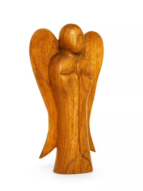 Wooden Handmade Abstract Sculpture Statue "Praying Angel" Figurine Gift Decor 3