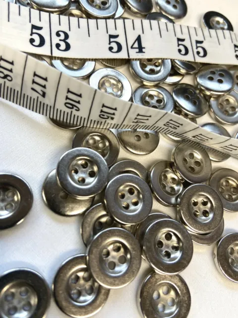 Metal Look 4 Hole Buttons For Cardigans, Coats, Sewing Crafts Etc - 15Mm