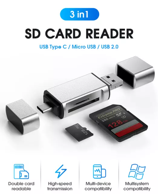 ☆ X2 ADAPTATEUR LECTEUR CLE USB 2.0 CARTE MEMOIRE MICRO SD SDHC ☆