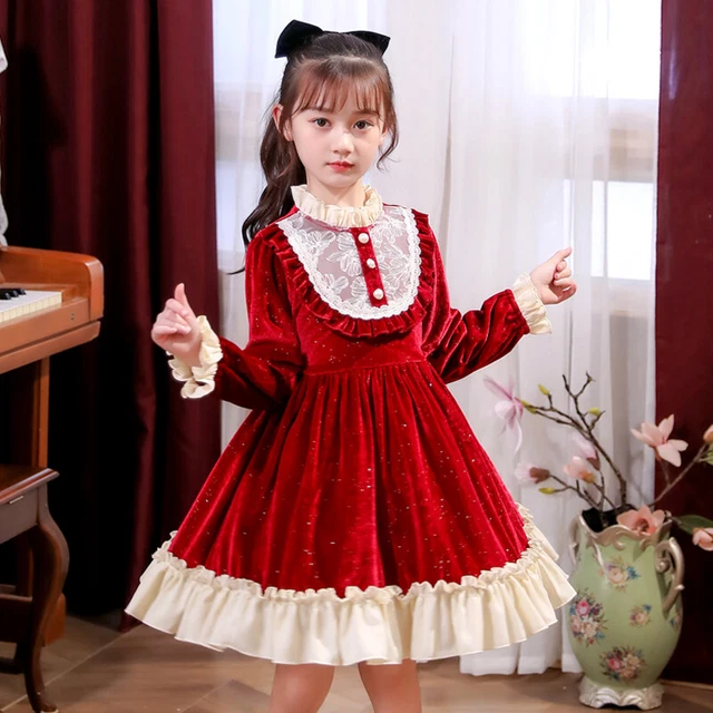 Bambine Principessa Brillantini Velluto Abito da Sposa Festa Compleanno Elegante