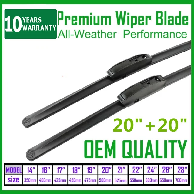 20" & 20" Windshield Wiper Blades All season Bracketless J-HOOK OEM Quality NEW