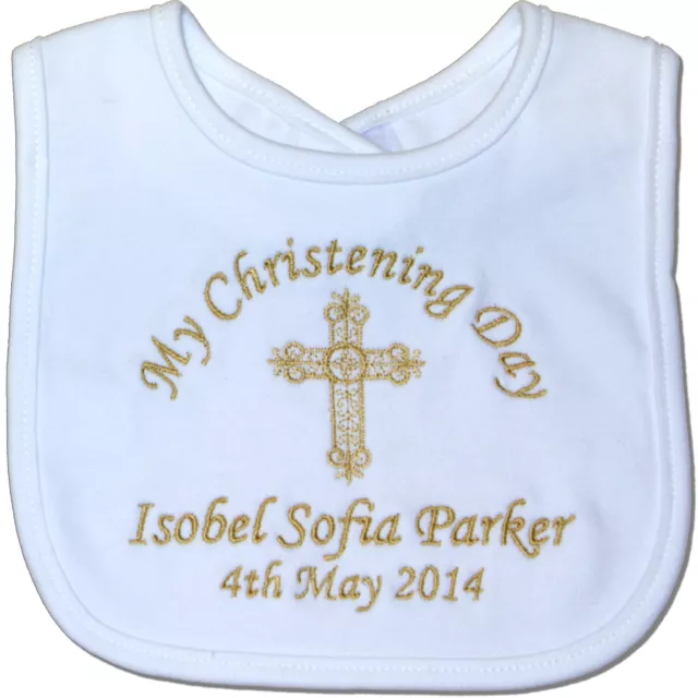 Christening Baptism Bib Baby Personalised Boy/Girl/Naming Day Keepsake Gift 3