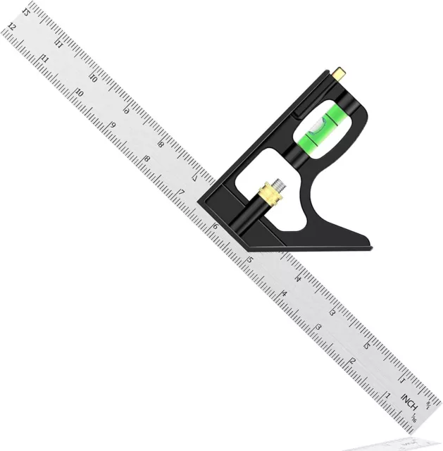 Combination Square Ruler 300mm Set Metric 12" Adjustable Right Angle Guide DIY