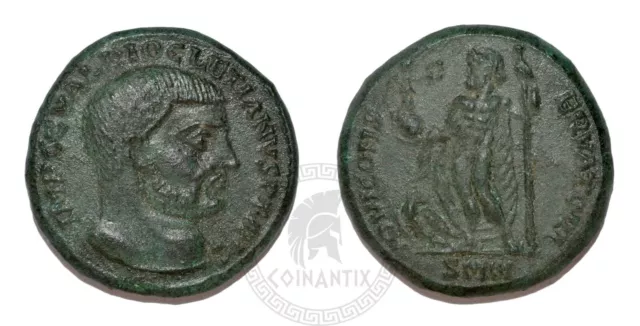 Diocleziano Attacco In Bronzo Di Av Medaglione Impero Romano 294Ad Patina...