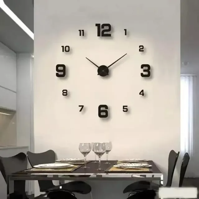 3D DIY Extra Large Luxury Mirror Wall Sticker Clock Home Decor