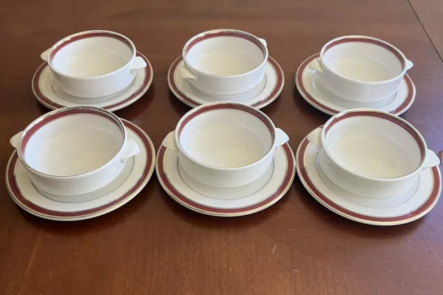 Homer Laughlin “Pristine” handled bowl and saucer plate set of 6