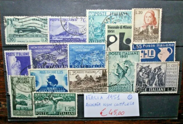 Francobolli Italia Repubblica 1951 Annata Non Completa Timbrati Used (C.x)