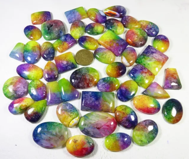 7000 Cts. Multi Color Solar Quartz Cabochon Natural Loose Gemstone Wholesale Lot