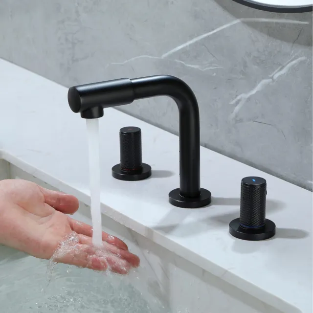 Widespread Bathroom Sink Basin Faucet Waterfall 2 Handle 3 hole Vanity Mixer Tap