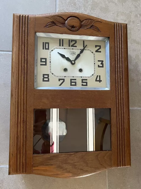 Vintage Jura Wall Clock Pendulum Wooden Case 1930s/1940s