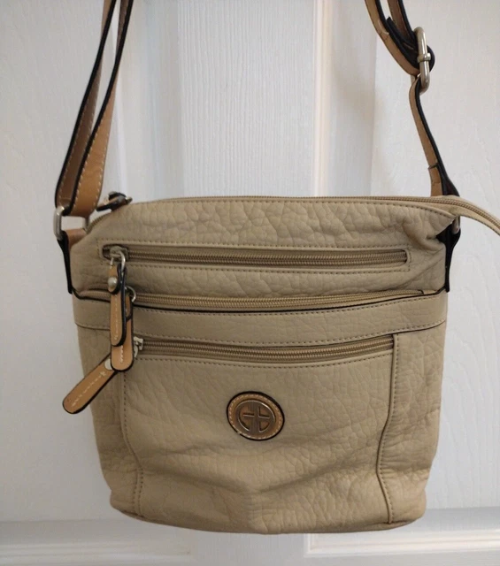 Giani Bernini  Signature Faux Leather Brown & Tan Crossboby Handbag Purse
