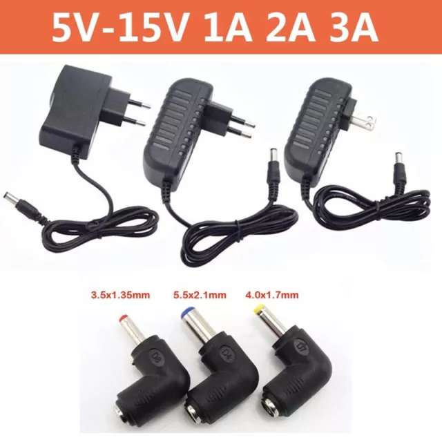 5V-15V 1A 2A 3A Charger 5.5x2.1mm 3.5x1.35mm Plug DC Power Supply Adapter CCTV