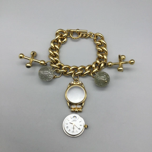 Kirks Folly Moonphase Womens Watch Jacks 24mm Charm BROKEN FOR PARTS REPAIR Vintage 90s Kirks Folly Gold Tone Moon Phase Celestial Charm  main image 3