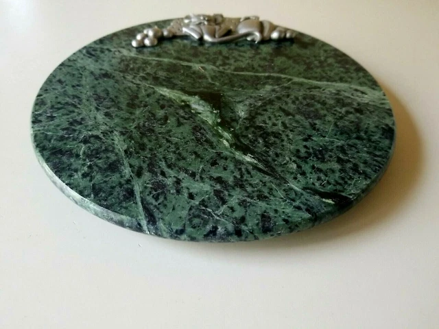 RUNDE GRÜNE MARMOR KÄSE Mausplatte - SCHNEIDEBRETT MIT ZINN (b78) 2