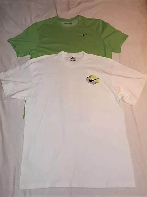 T-Shirt Nike X2 - Bianca/Verde & Just Do It Logo - Taglia Large (46") Etichetta Bianca
