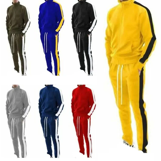 Uomo Slim Tuta Felpa Top & Fondo da Corsa Set Cerniera Intera Sport Palestra