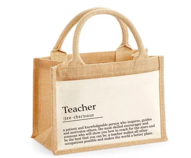 Personalised XL Jute Teachers  Noun cute Bag Shopping   Nursery teacher  Teacher