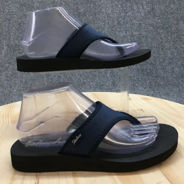 Skechers Yoga Foam Meditation Sandals Size 10 Black Hook Loop Straps