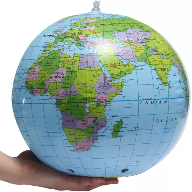 40Cm Inflatable Large Globe World Map Earth Atlas Geography Blow Beach Ball Toy