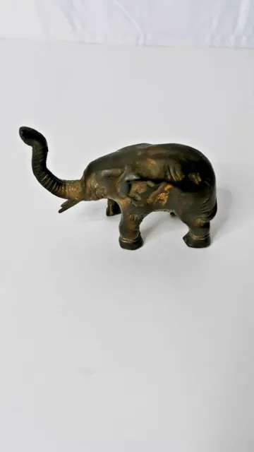 VTG. Decorative Collectible  Heavy Brass Elephant Figurine Statue With Trunk Up