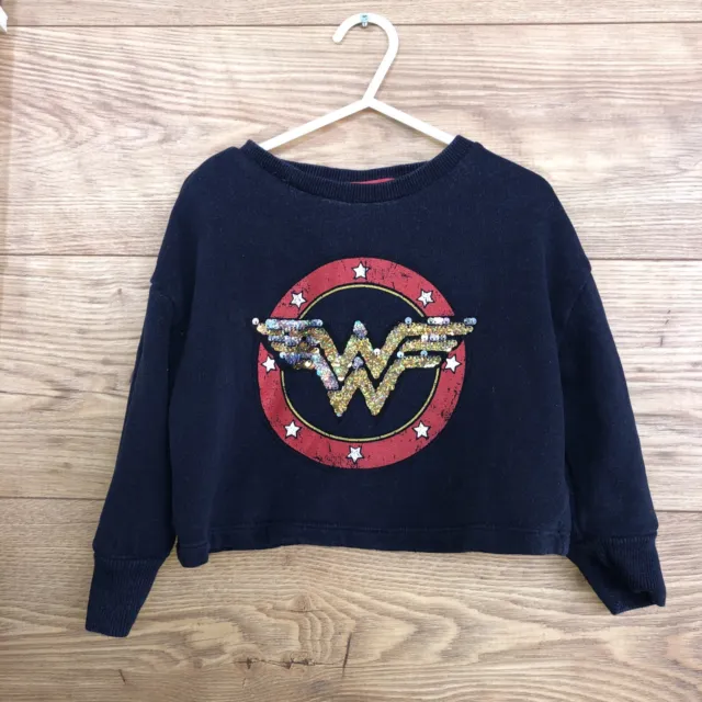 Girls Next Wonder Woman Sequins Crop sweater Jumper size Age 3 years (V375)