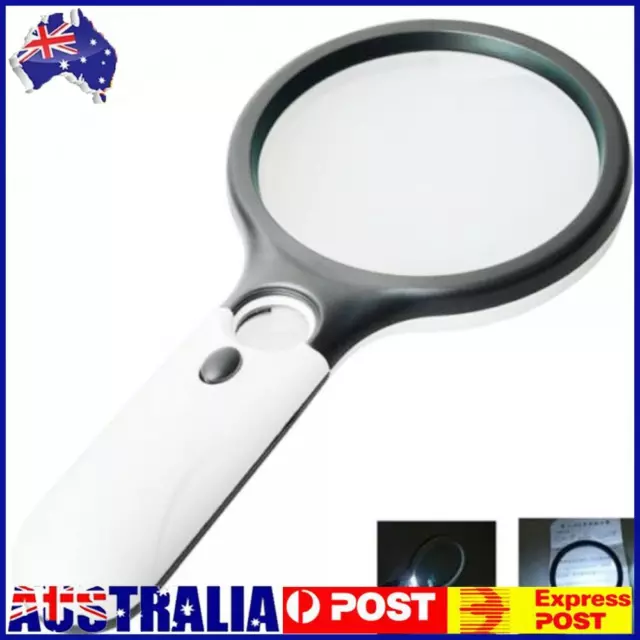 3 LED Light 45X Handheld Reading Magnifying Glass Lens Jewelry Watch Loupe -