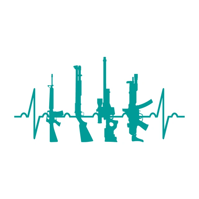 Gun Heartbeat EKG Die Cut Decal Weapon sniper rifle shotgun M-16 Indoor/out