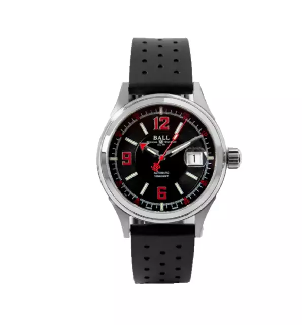 BALL Fireman Racer Watch Automatic Black Rubber Strap NM2088C-PJ-BKRD - No Box