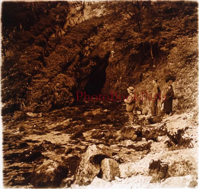 FRANCE Vacances Family c1930 Photo Glass Plate Stereo Vintage P29L5n4